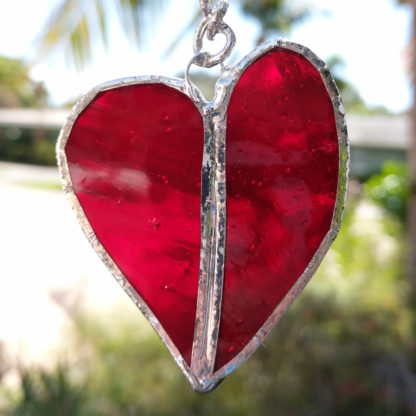 red hot heart suncatcher stained glass gift