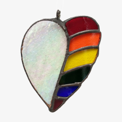 iridescent stained glass rainbow heart