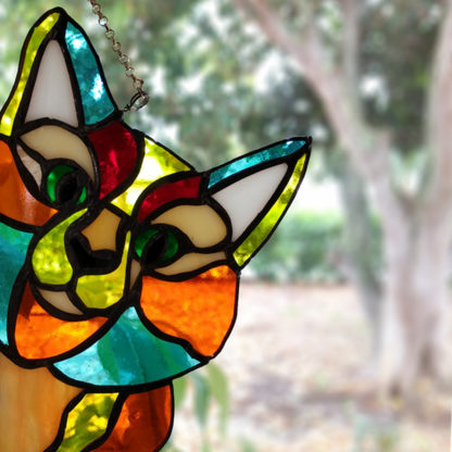 sassy cat stained glass suncatcher view 3