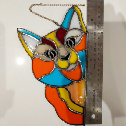 sassy cat stained glass suncatcher view 2