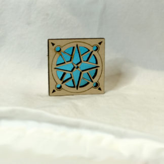seaside stained glass compass rose wood and glass art